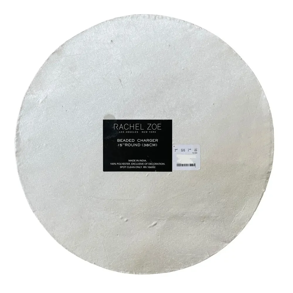 RACHEL ZOE Glass Hand Beaded Charger Placemat Bright Yellow & White Floral NEW